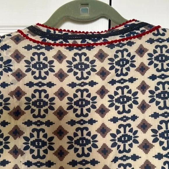 Indigo Moon Tan and Blue Patterned, Embellished Jacket, Size M, NWT - Picture 13 of 13